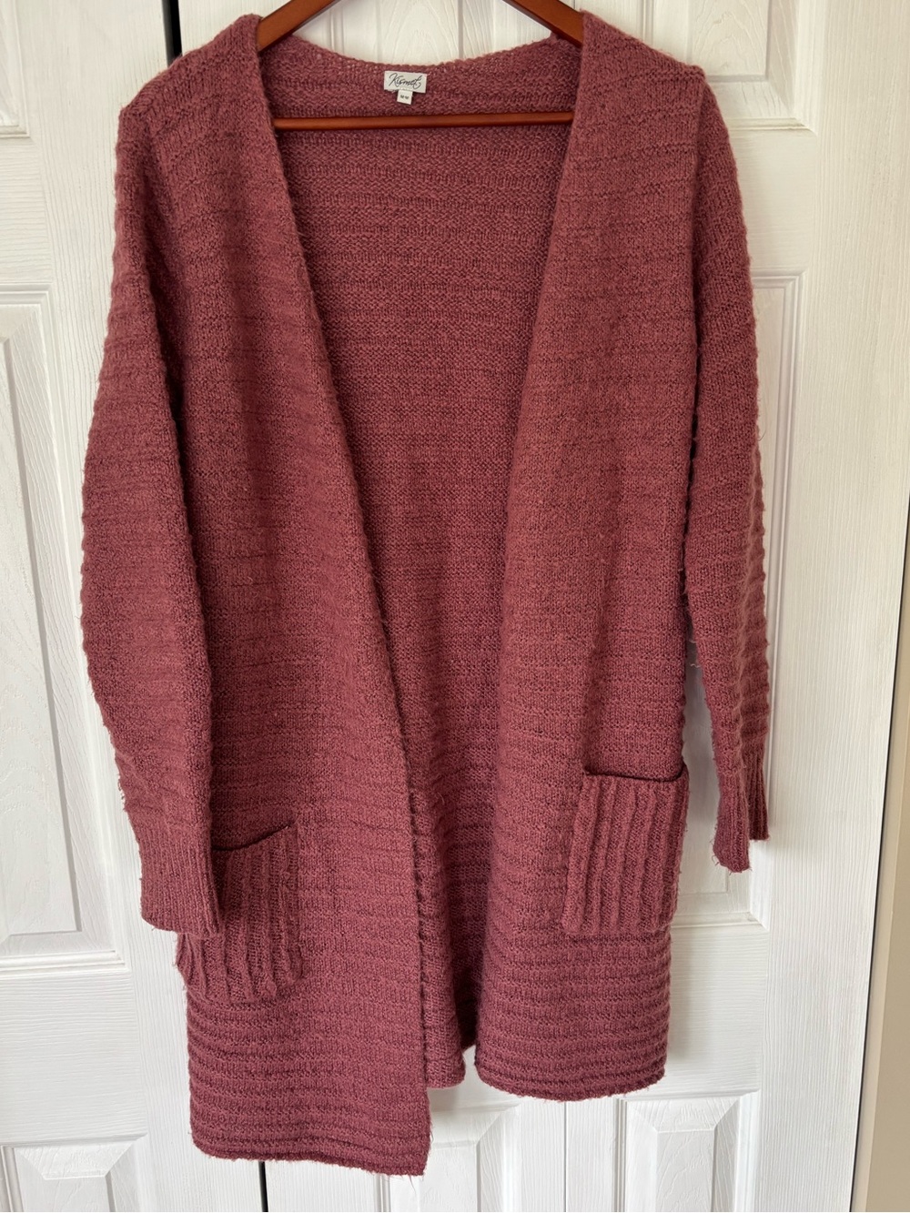 Kismet Ribbed Detail Long Cardigan Size Medium